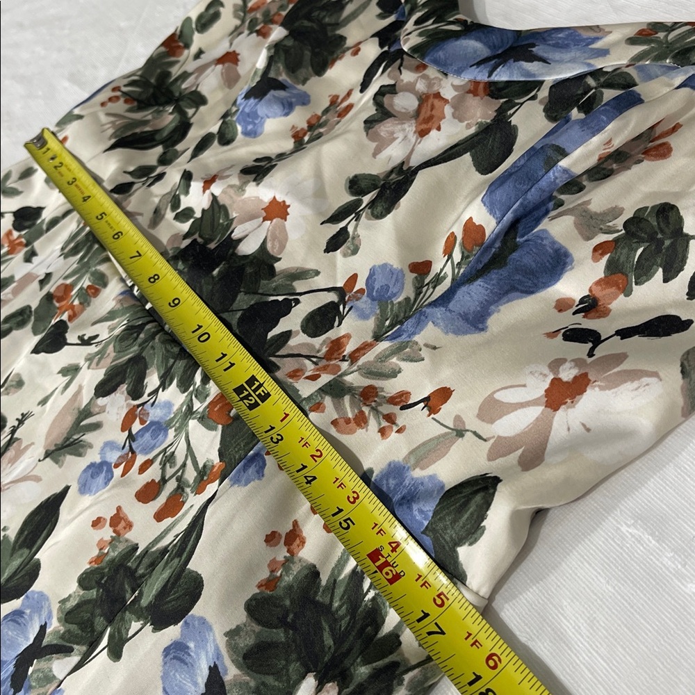 Abercrombie & Fitch Camille Dress cream blue green floral print size Large women - Picture 14 of 16